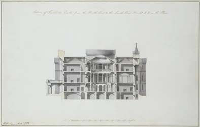 Seksjon av Findlater Castle fra nordøst til sørvest, 1789 (blekk og vask på papir) (se også 273034)